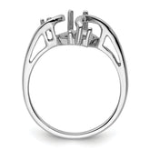 14k White Gold Diamond & 12x6mm Marquise Gemstone Ring Mounting (No Stone Included)